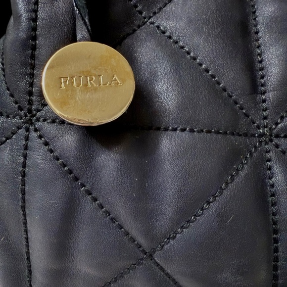 Furla Black Leather Quilted Shoulder Bag. EUC! - Picture 5 of 9